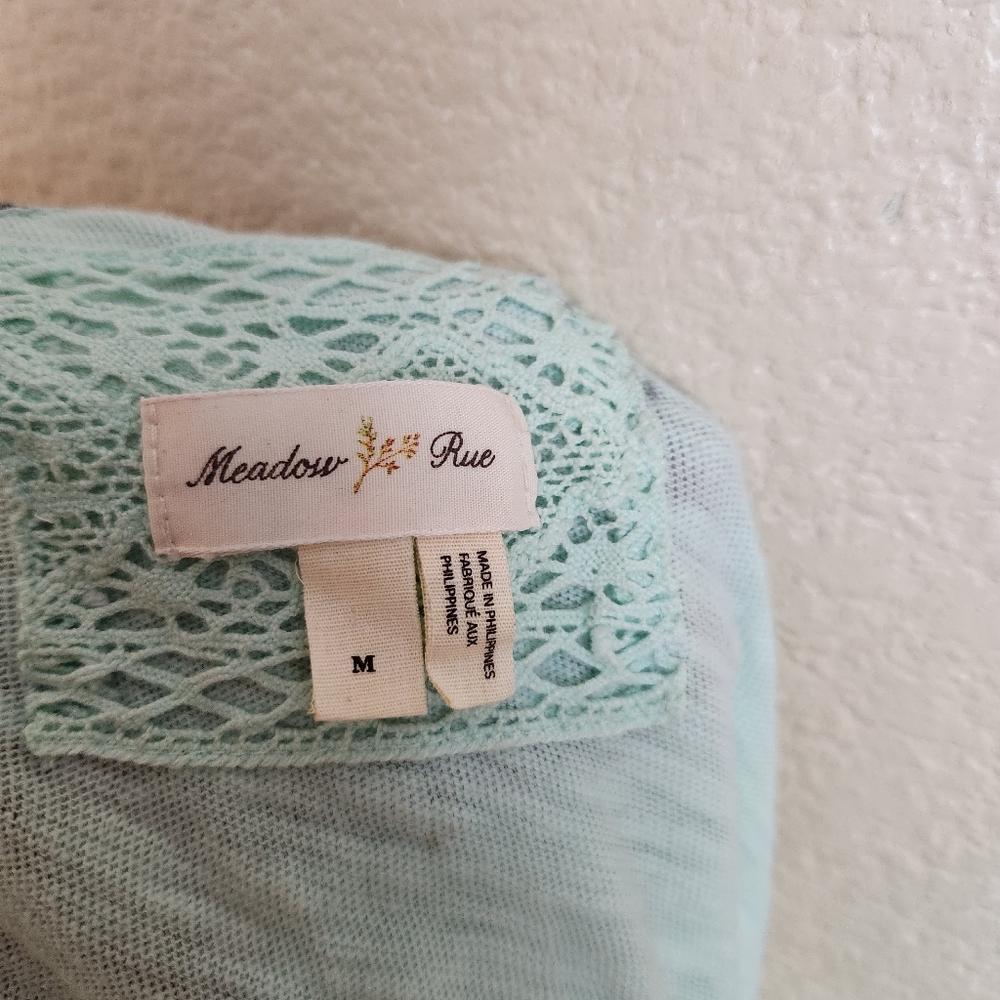Meadow Rue Mint Green Lace Peplum Chiffon Top Medium - Picture 4 of 7
